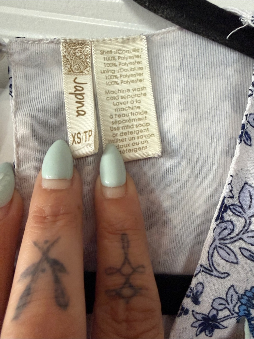 Japna Blue and White Long Sleeve Floral Wrap Dress - Picture 5 of 10